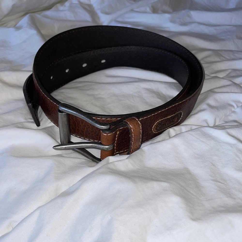 Columbia leather belt brown textured 34